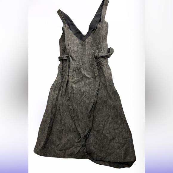 Miss Selfridge 80’s style Grey Linen belted mini dress Sz 10 - Picture 3 of 12